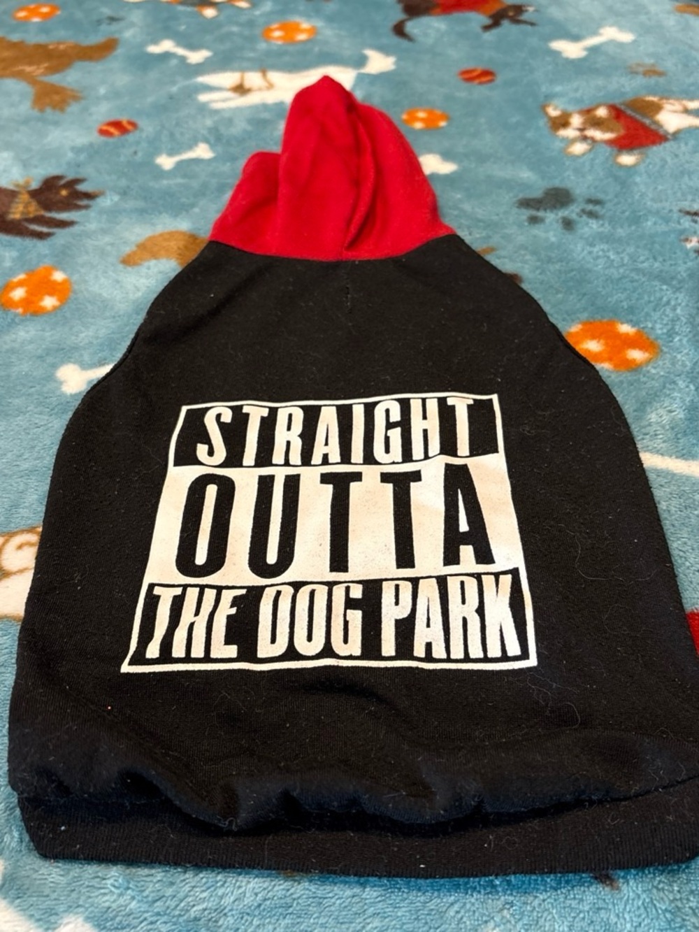 Red & Black Dog Hoodie with 'Straight Outta The Dog Park' Graphic medium